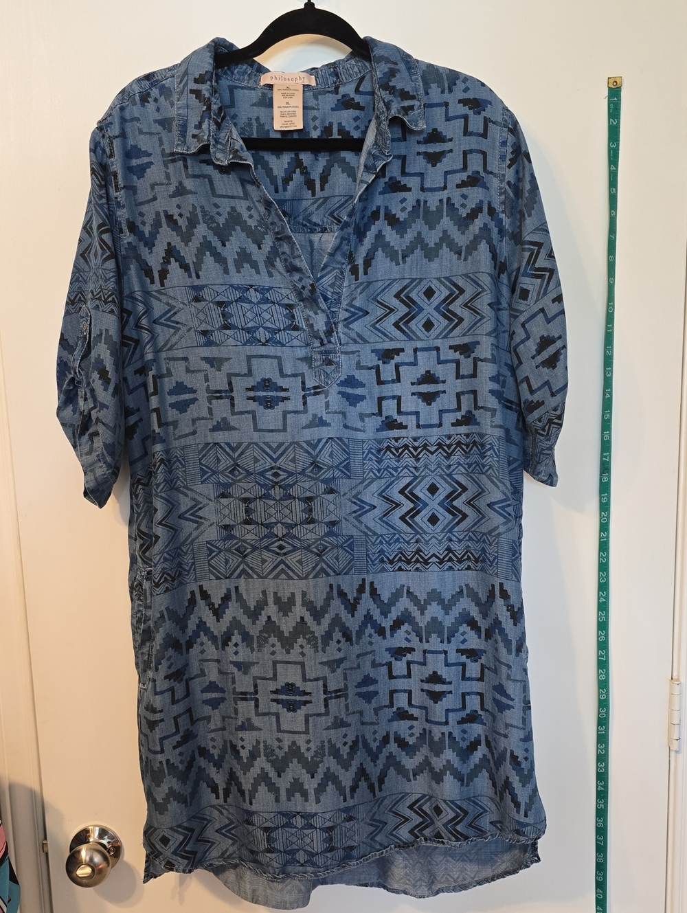 Philosophy Blue Geometric Short-Sleeve Button-Down Shirt